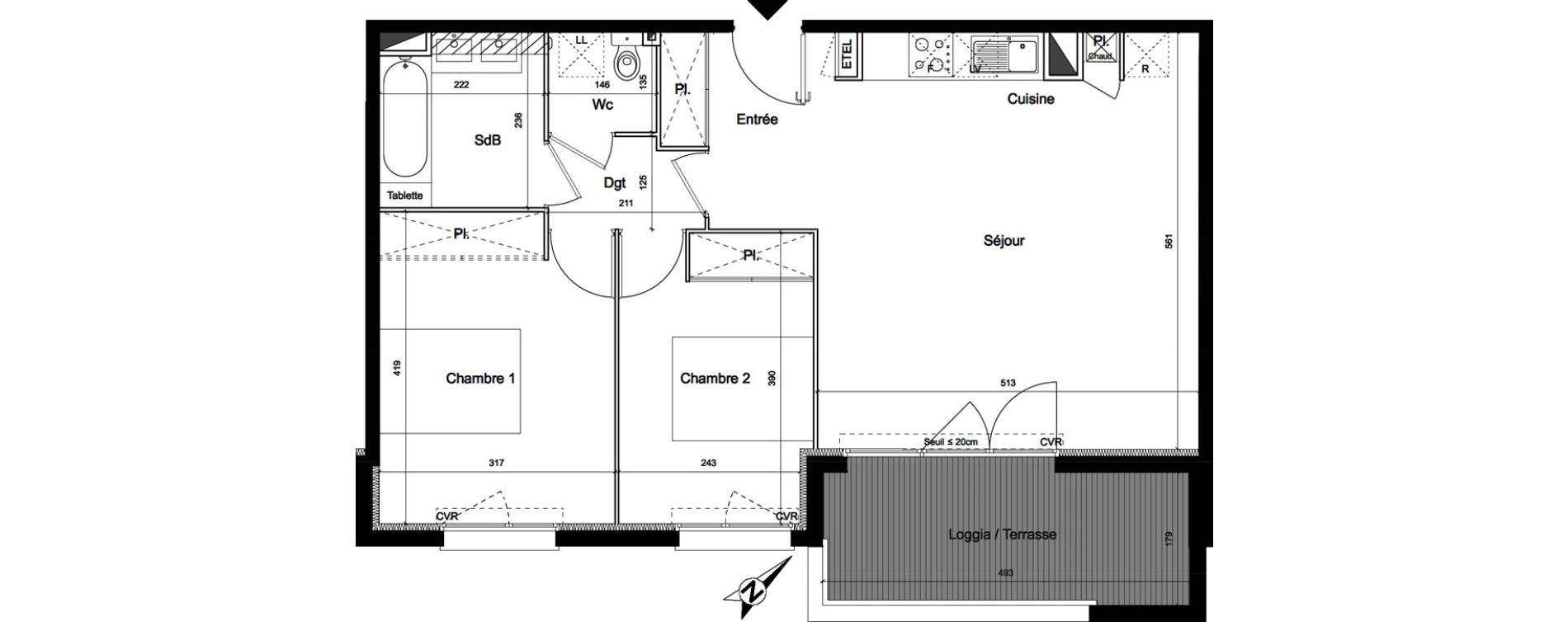 Appartement T3 de 65,50 m2 &agrave; Villeneuve-Tolosane Centre