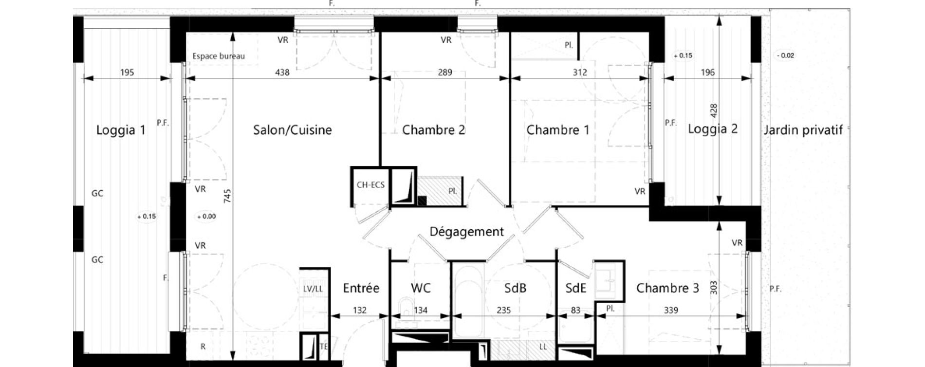 Appartement T4 de 80,08 m2 &agrave; Villeneuve-Tolosane Centre