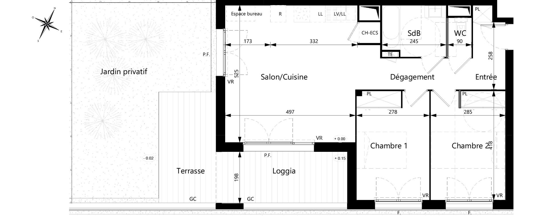 Appartement T3 de 65,91 m2 &agrave; Villeneuve-Tolosane Centre