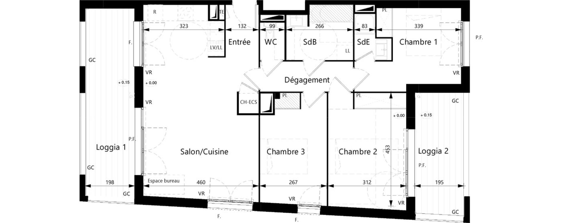 Appartement T4 de 85,36 m2 &agrave; Villeneuve-Tolosane Centre