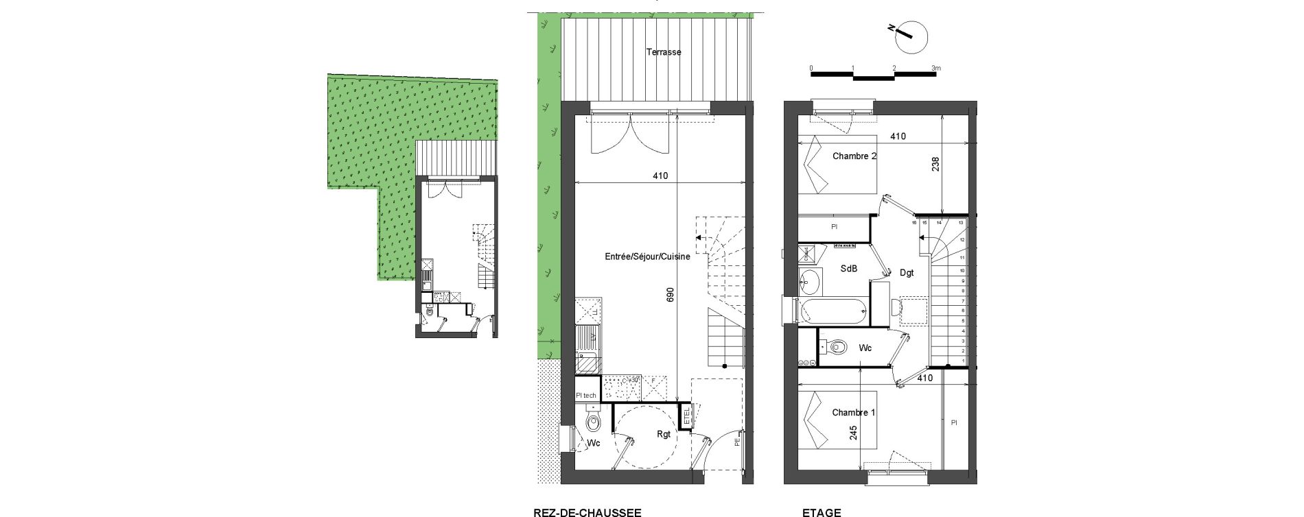 Villa T3 de 62,19 m2 &agrave; Villeneuve-Tolosane Centre