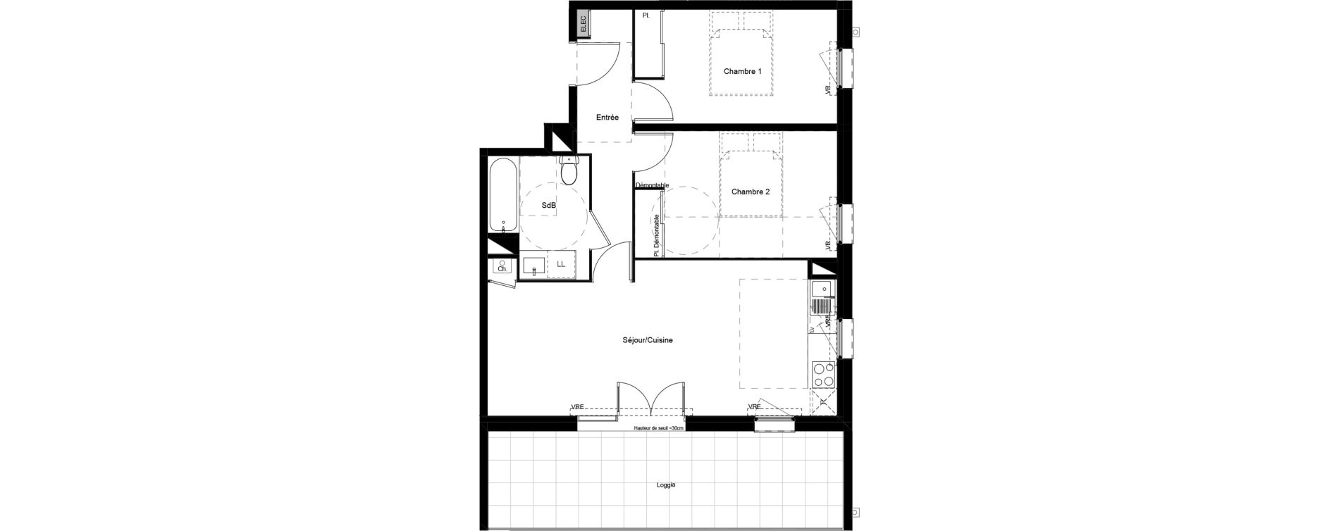 Appartement T3 de 60,41 m2 &agrave; Villeneuve-Tolosane Las fonses - bois vieux