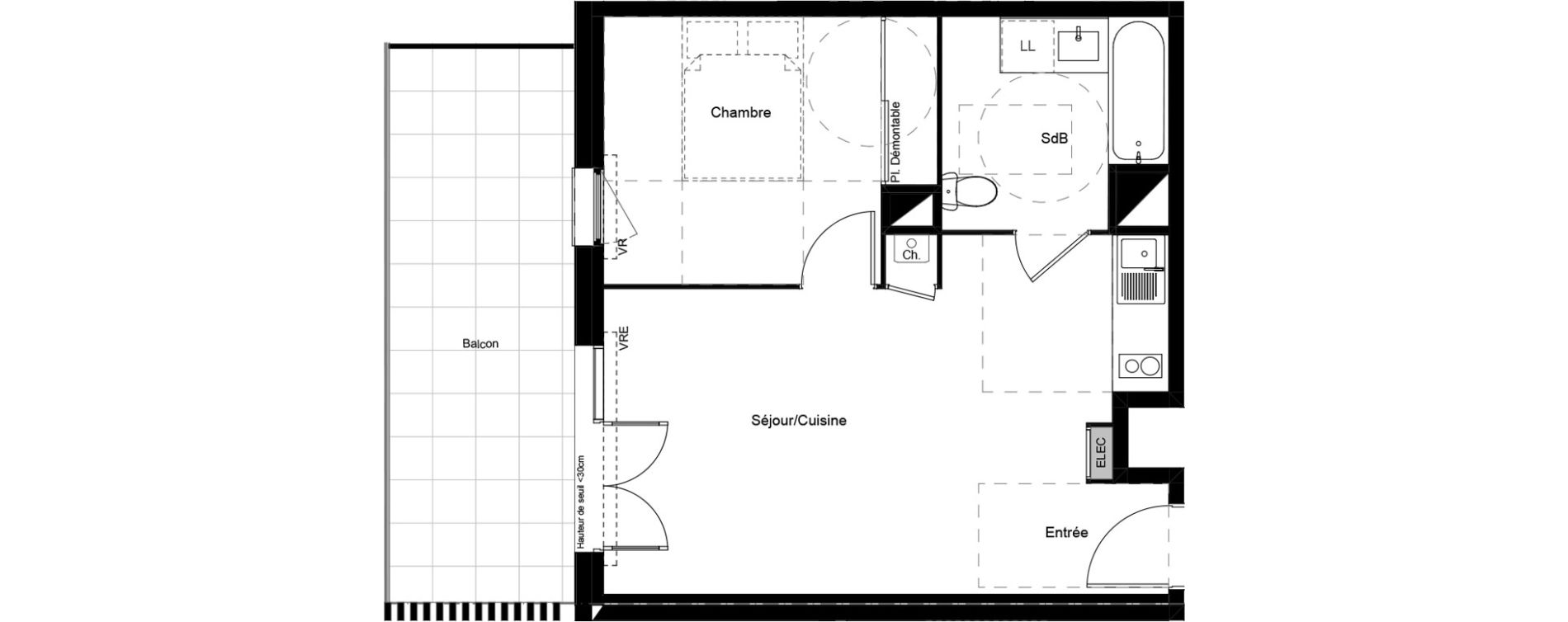 Appartement T2 de 41,41 m2 &agrave; Villeneuve-Tolosane Las fonses - bois vieux