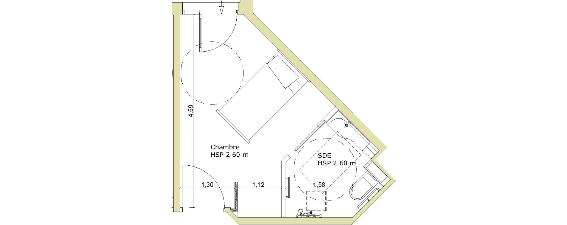 Chambre de 16,70 m2 &agrave; Ibos Centre