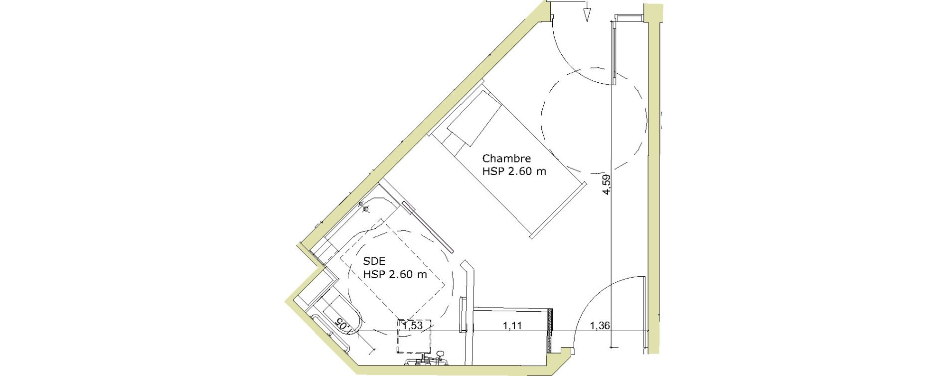 Chambre de 16,80 m2 &agrave; Ibos Centre
