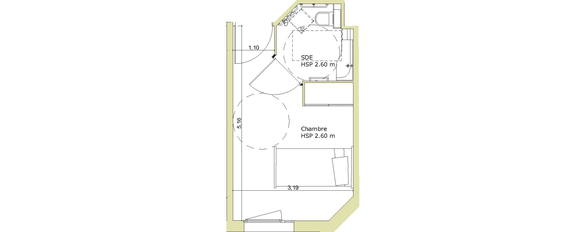 Chambre de 16,80 m2 &agrave; Ibos Centre