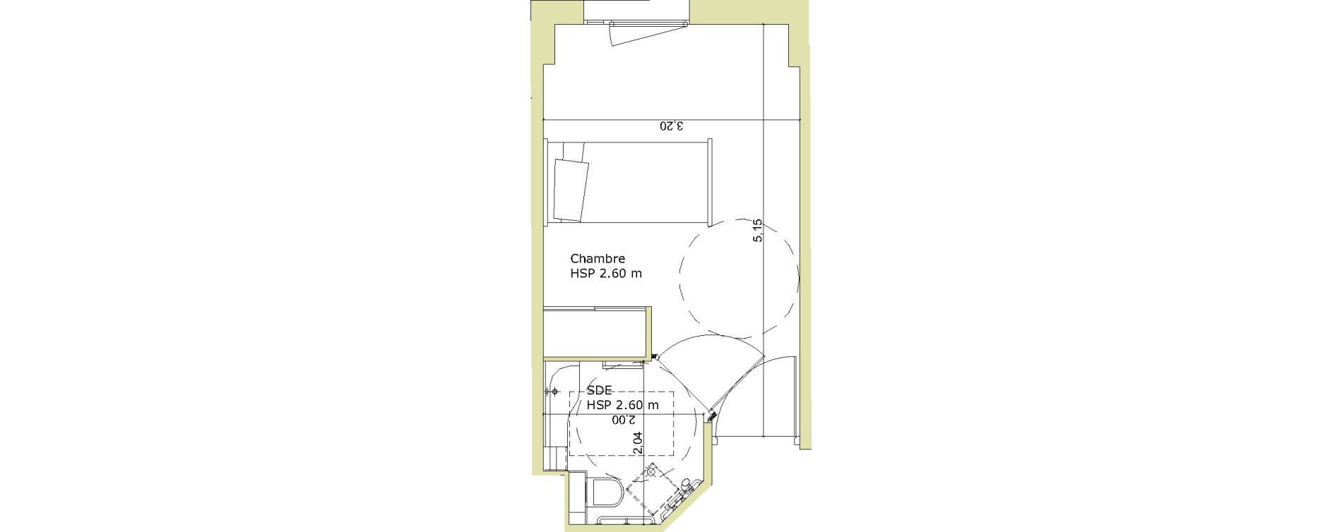 Chambre de 17,85 m2 &agrave; Ibos Centre