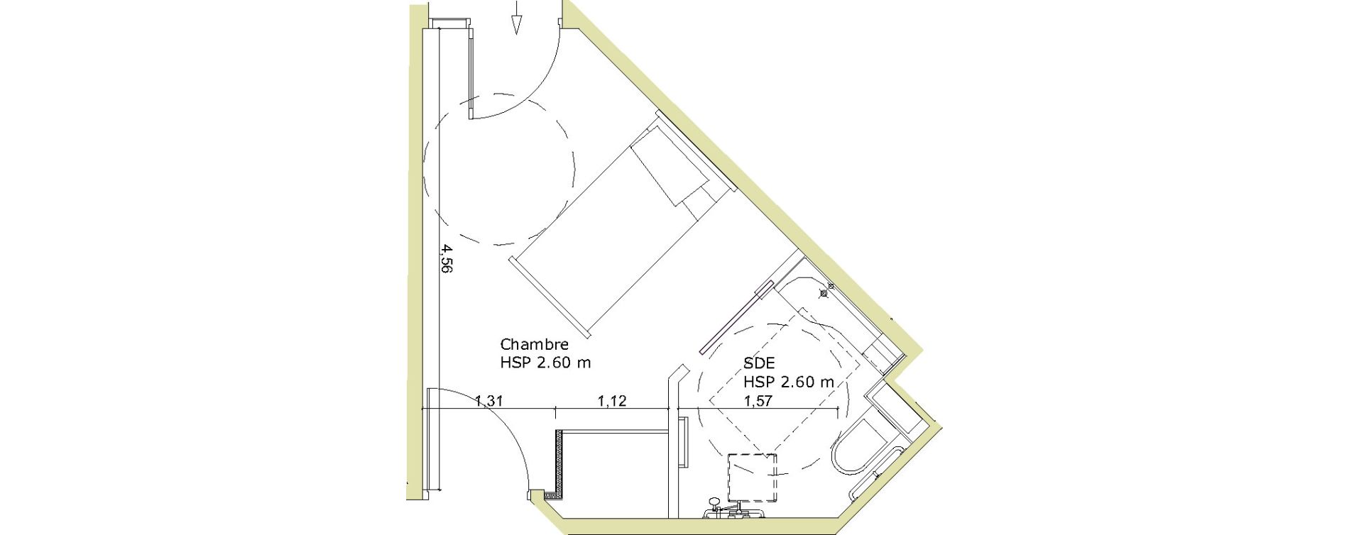 Chambre de 16,75 m2 &agrave; Ibos Centre