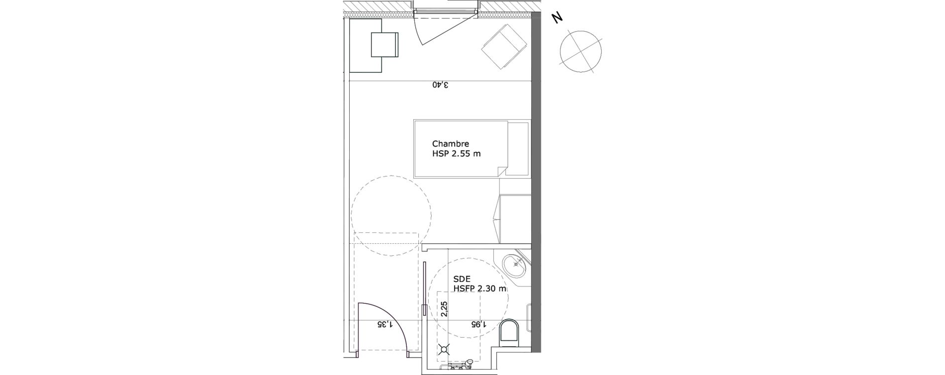 Chambre de 21,10 m2 &agrave; Ibos Centre