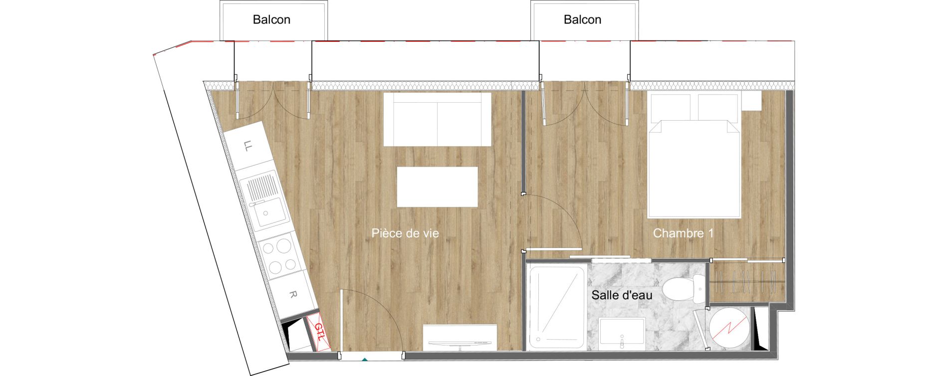 Appartement T2 de 28,95 m2 &agrave; Lourdes Centre