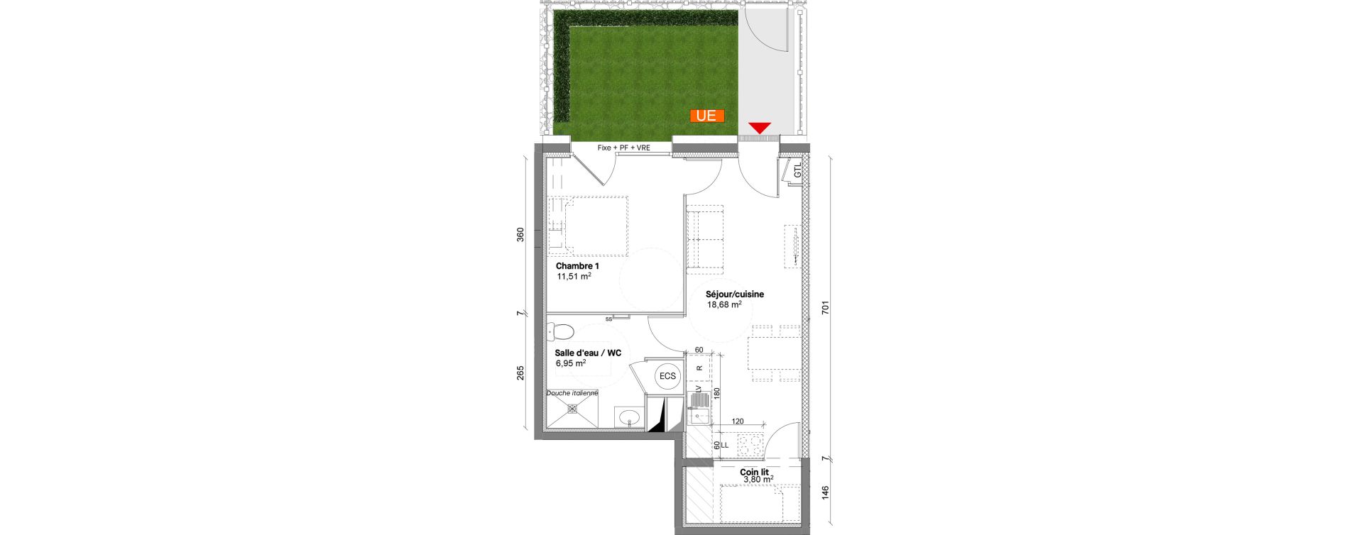 Appartement T2 de 40,94 m2 &agrave; Saint-Lary-Soulan Centre