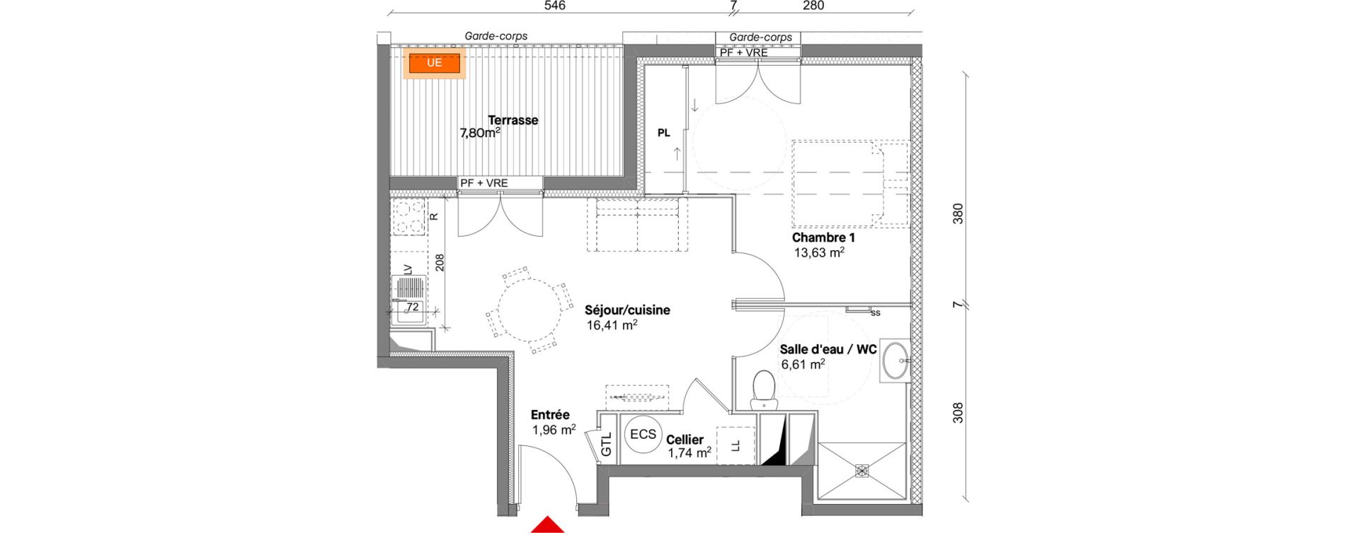Appartement T2 de 40,35 m2 &agrave; Saint-Lary-Soulan Centre