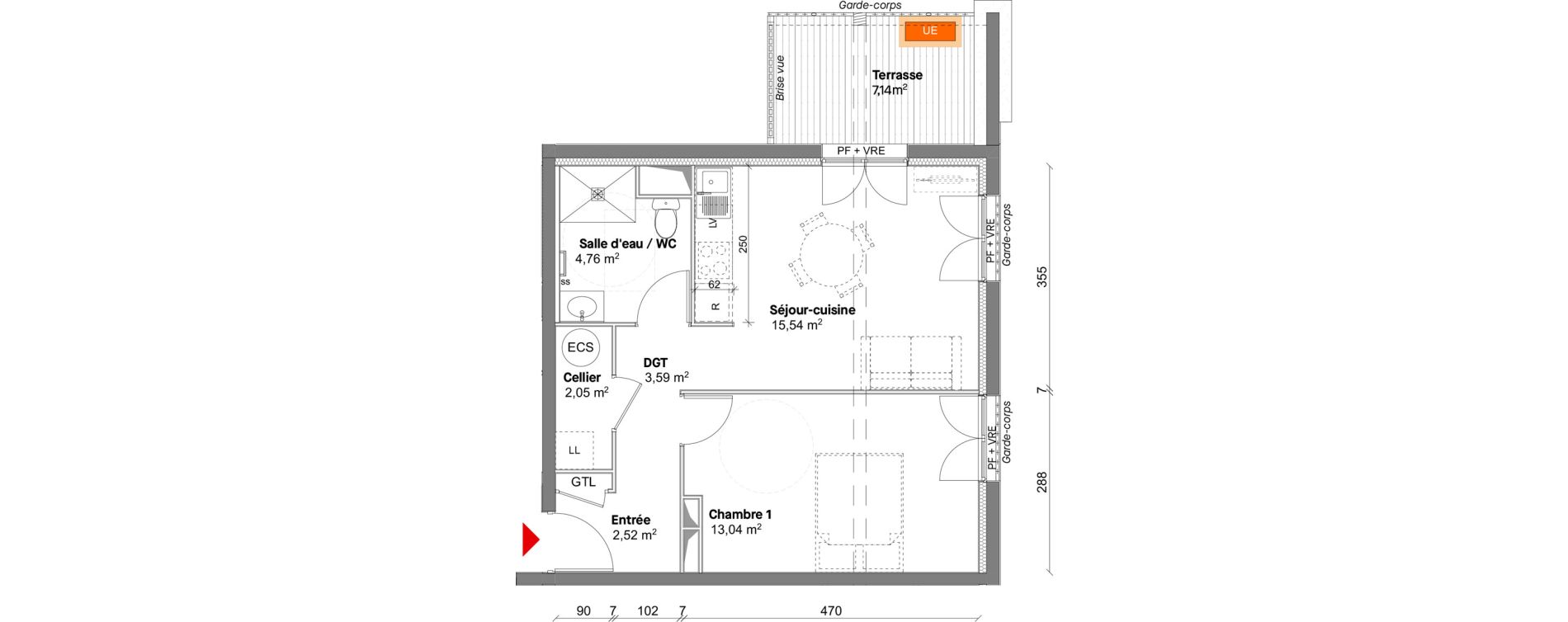 Appartement T2 de 41,50 m2 &agrave; Saint-Lary-Soulan Centre