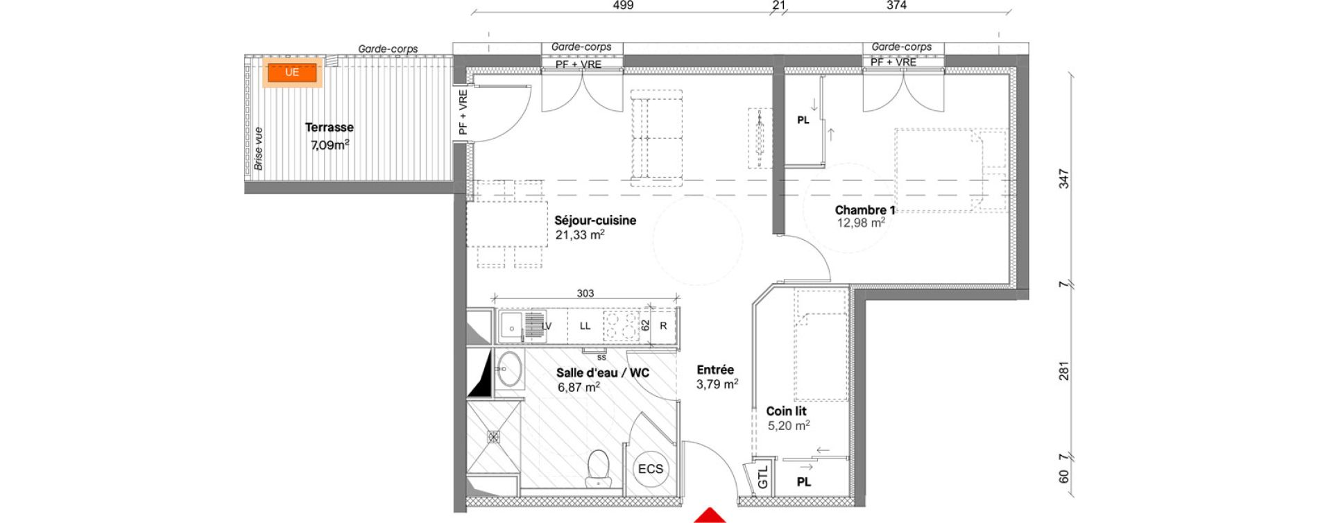 Appartement T2 de 50,17 m2 &agrave; Saint-Lary-Soulan Centre