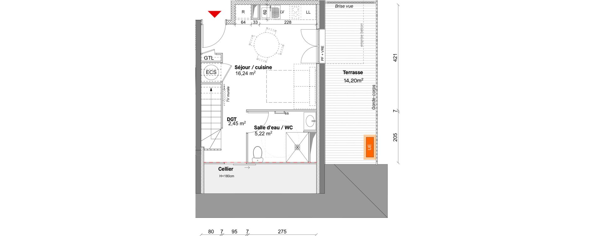 Duplex T2 de 36,04 m2 &agrave; Saint-Lary-Soulan Centre