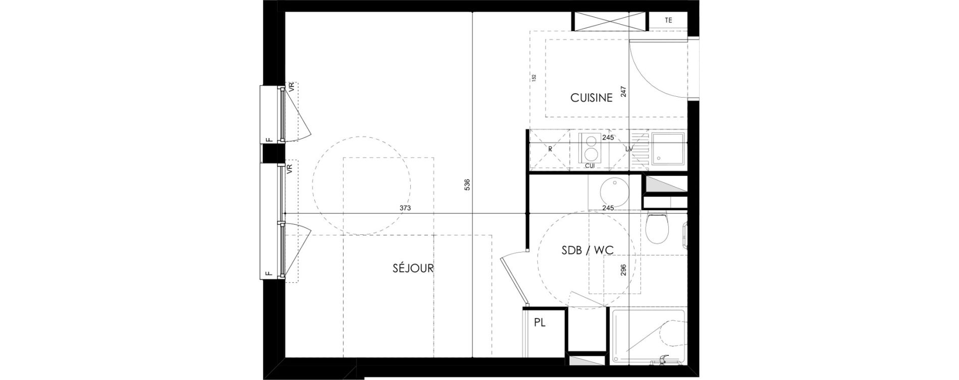 Appartement T1 de 32,65 m2 &agrave; Tarbes Marcadieu