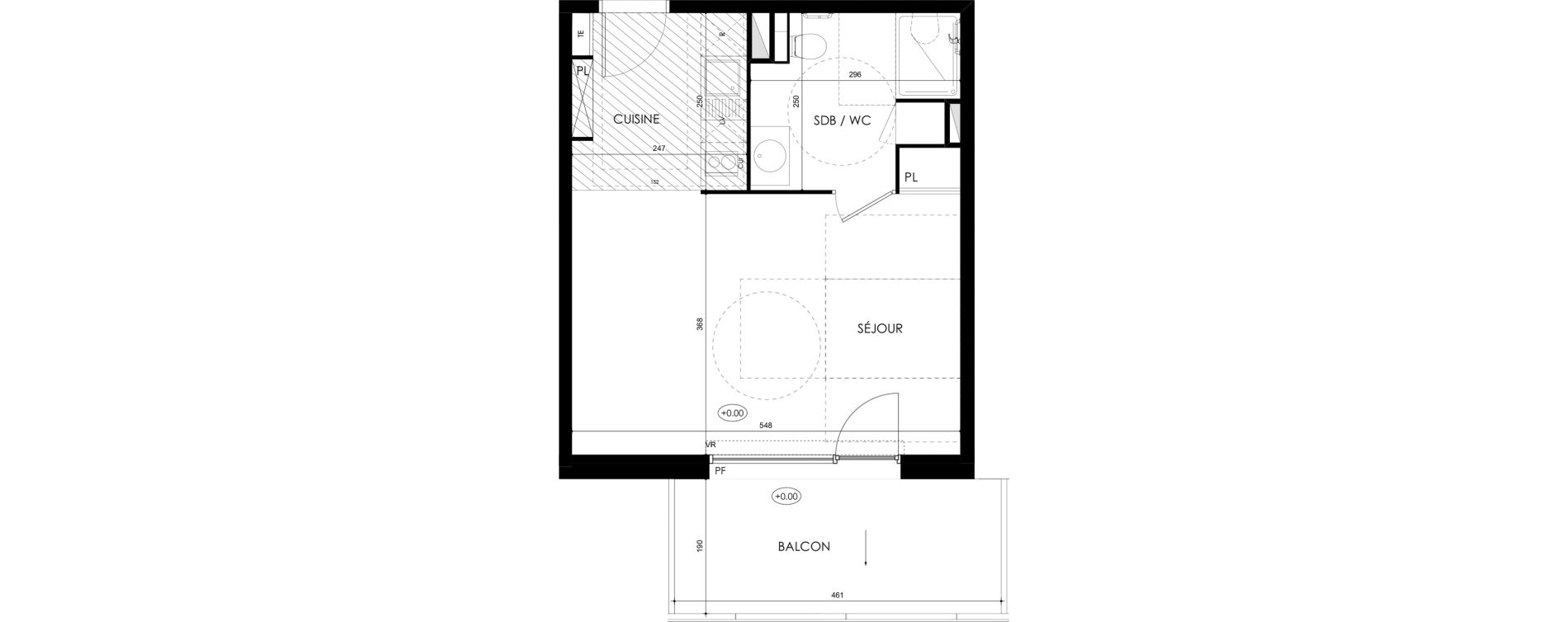 Appartement T1 de 33,21 m2 &agrave; Tarbes Marcadieu