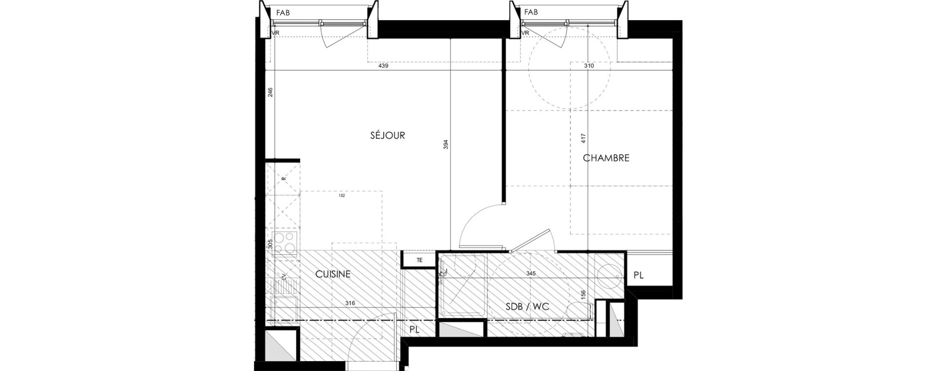 Appartement T2 de 39,57 m2 &agrave; Tarbes Marcadieu