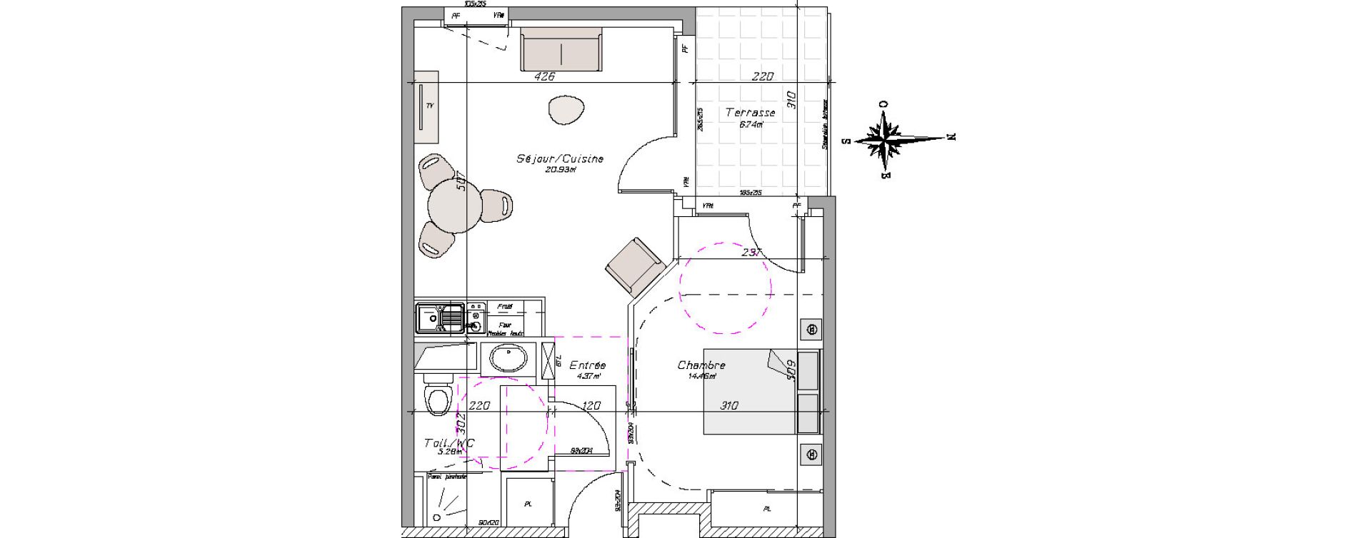 Appartement T2 de 45,04 m2 &agrave; Tarbes Centre