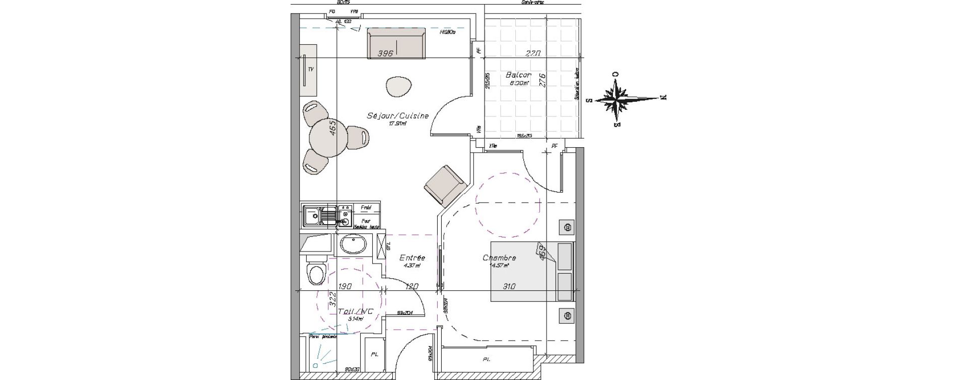 Appartement T2 de 41,99 m2 &agrave; Tarbes Centre