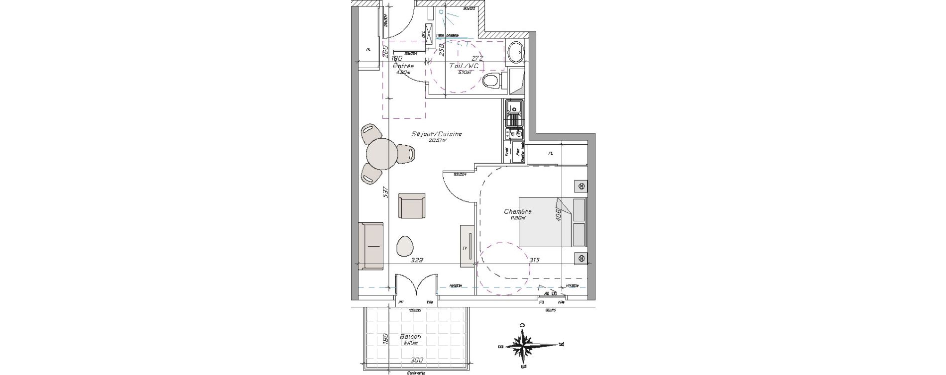 Appartement T2 de 42,40 m2 &agrave; Tarbes Centre