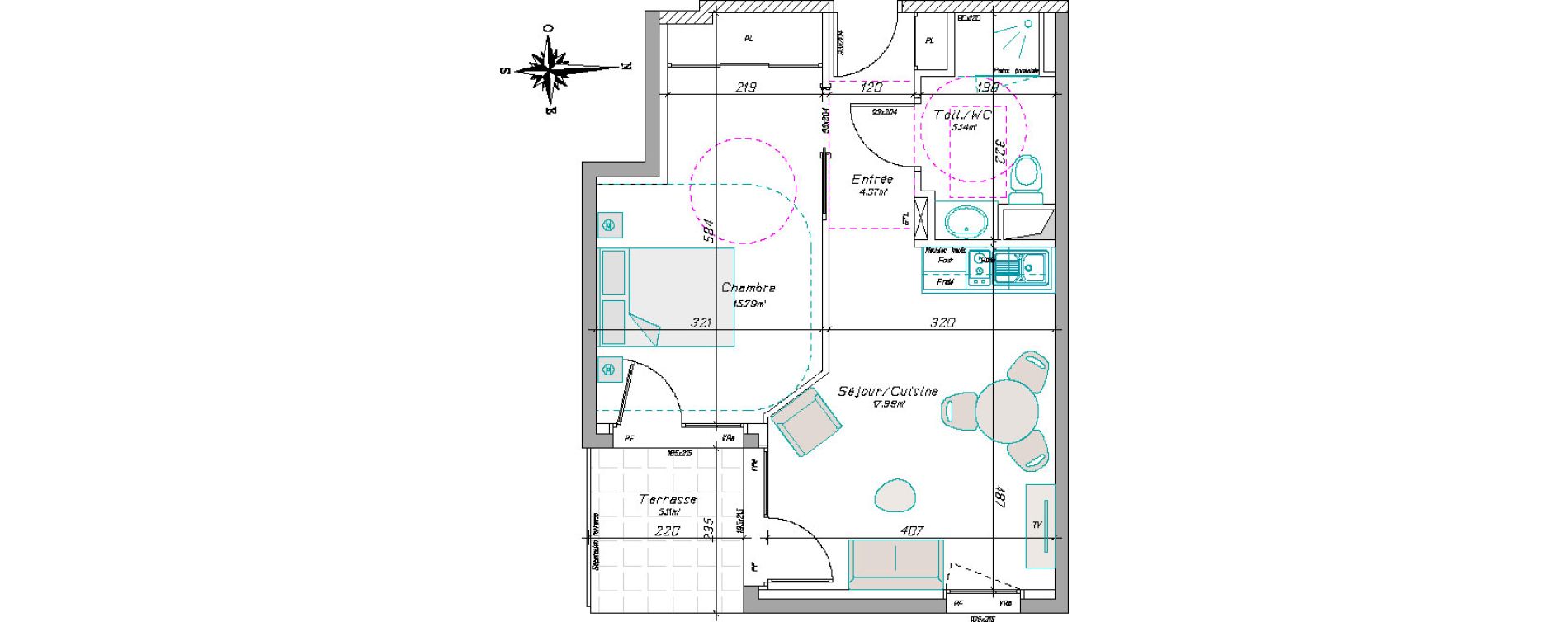 Appartement T2 de 43,29 m2 &agrave; Tarbes Centre