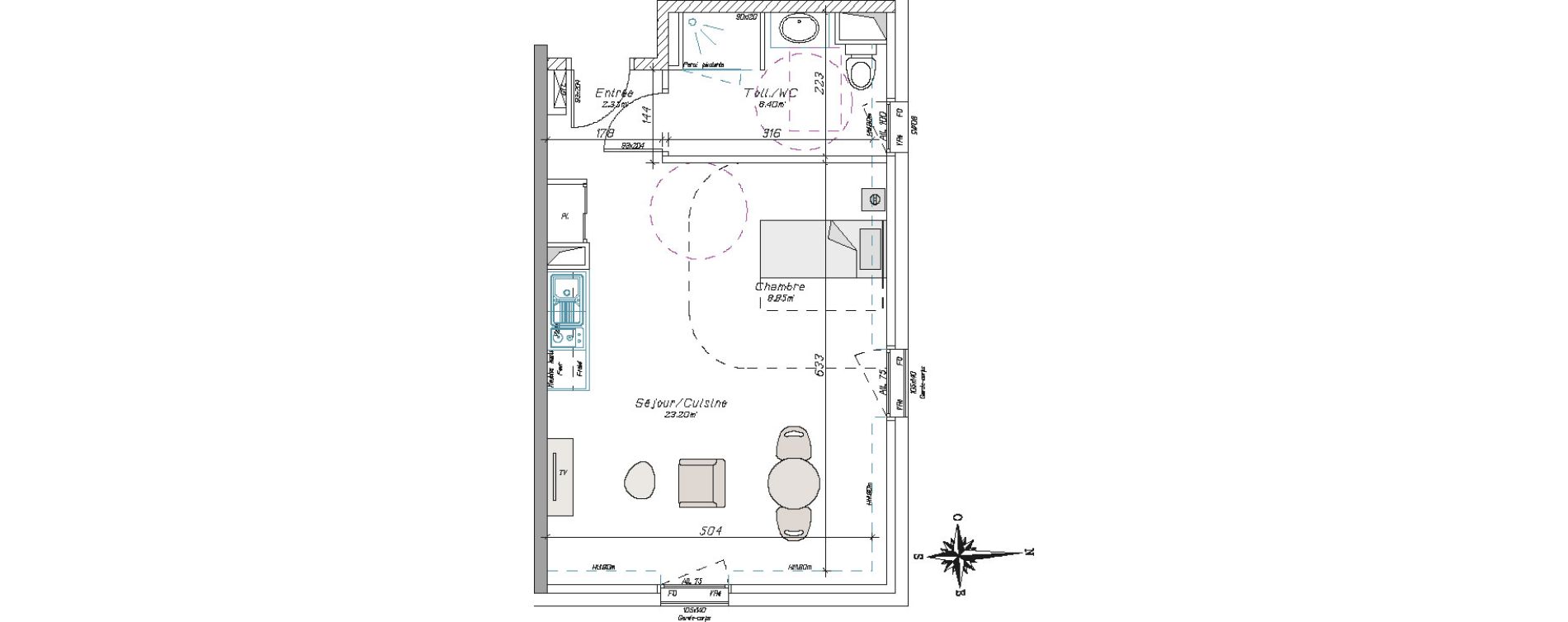 Appartement T1 de 41,34 m2 &agrave; Tarbes Centre