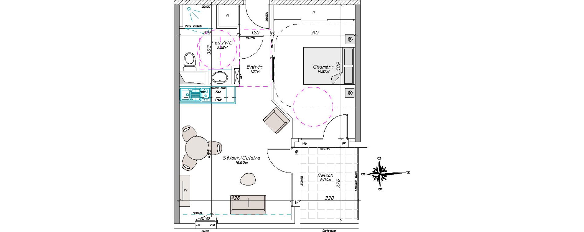 Appartement T2 de 44,61 m2 &agrave; Tarbes Centre