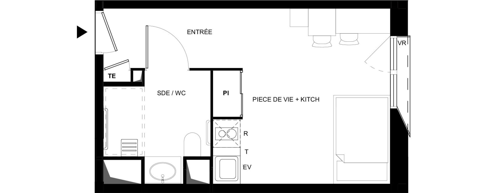 Appartement T1 meubl&eacute; de 22,69 m2 &agrave; Tarbes Solazur