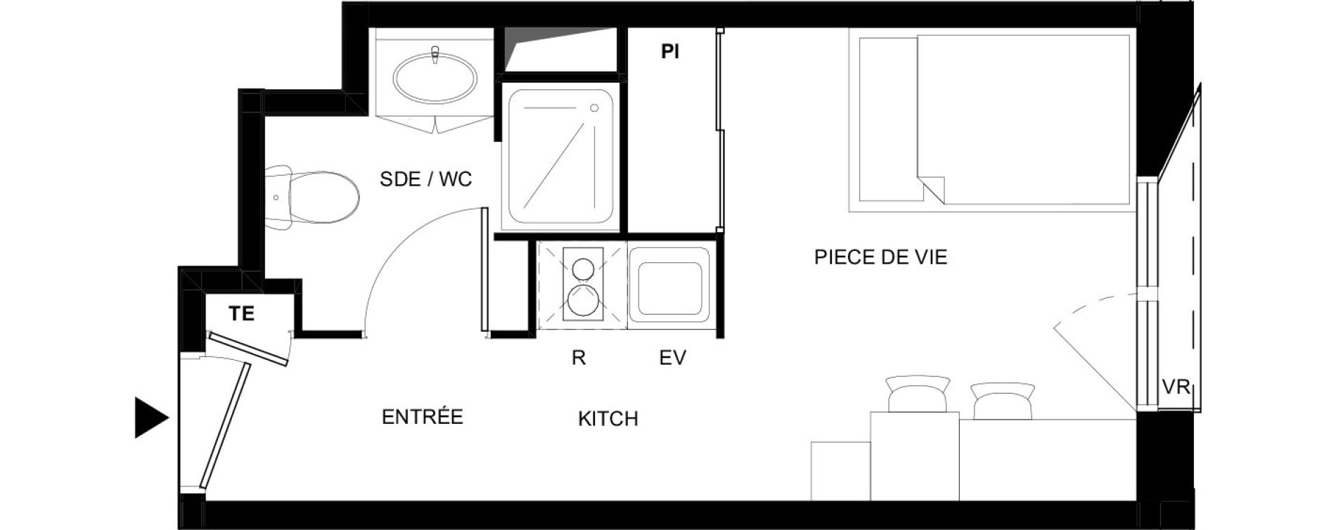 Appartement T1 meubl&eacute; de 18,15 m2 &agrave; Tarbes Solazur