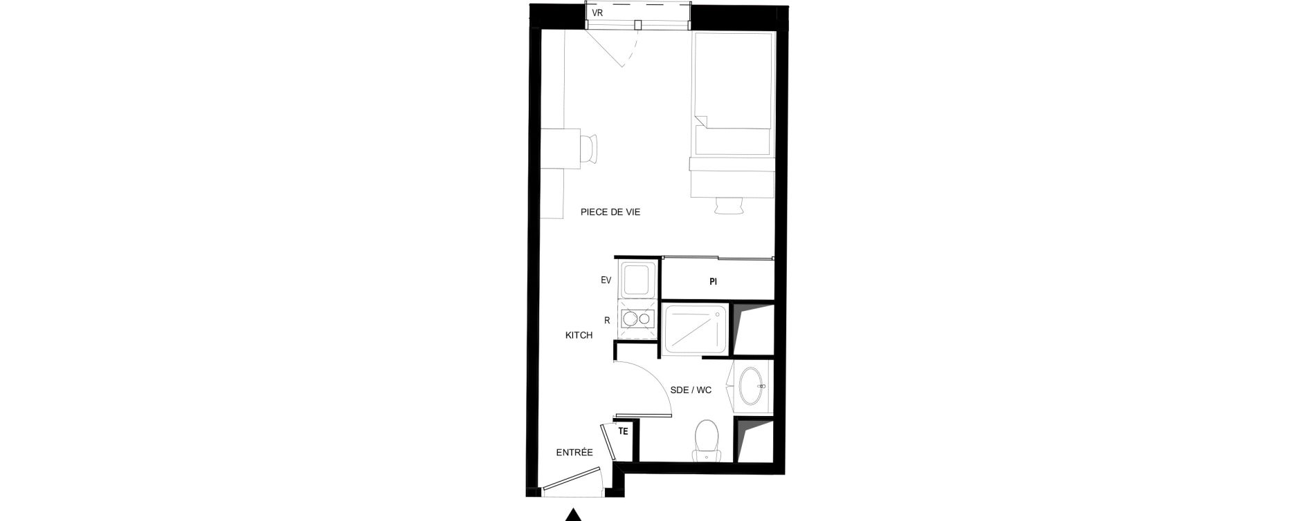 Appartement T1 meubl&eacute; de 21,84 m2 &agrave; Tarbes Solazur