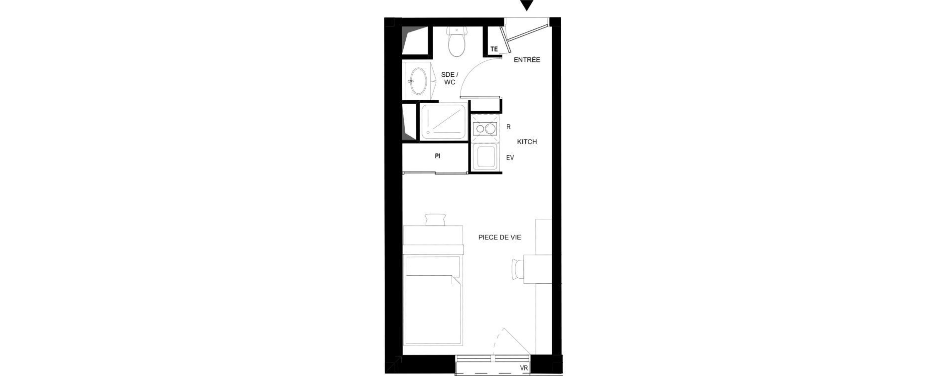 Appartement T1 meubl&eacute; de 20,42 m2 &agrave; Tarbes Solazur