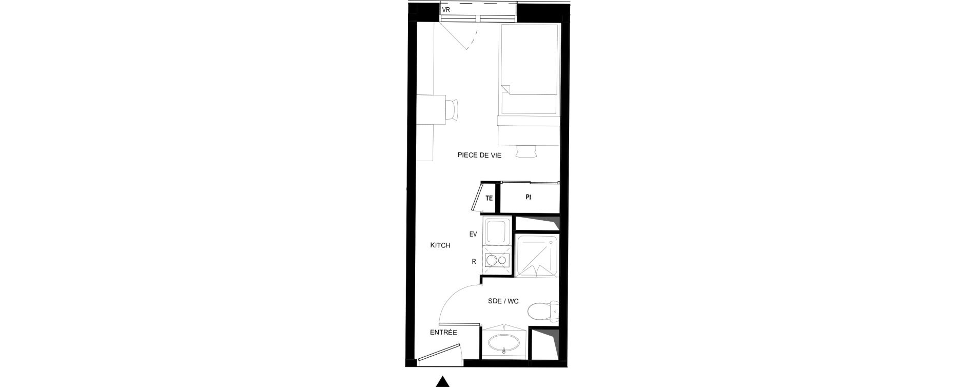 Appartement T1 meubl&eacute; de 19,07 m2 &agrave; Tarbes Solazur