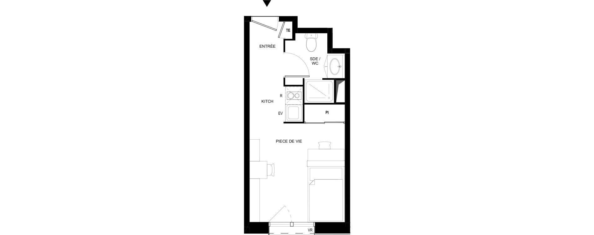 Appartement T1 meubl&eacute; de 20,58 m2 &agrave; Tarbes Solazur