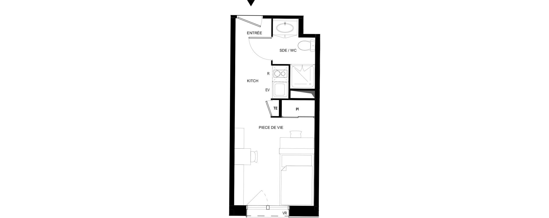 Appartement T1 meubl&eacute; de 19,07 m2 &agrave; Tarbes Solazur