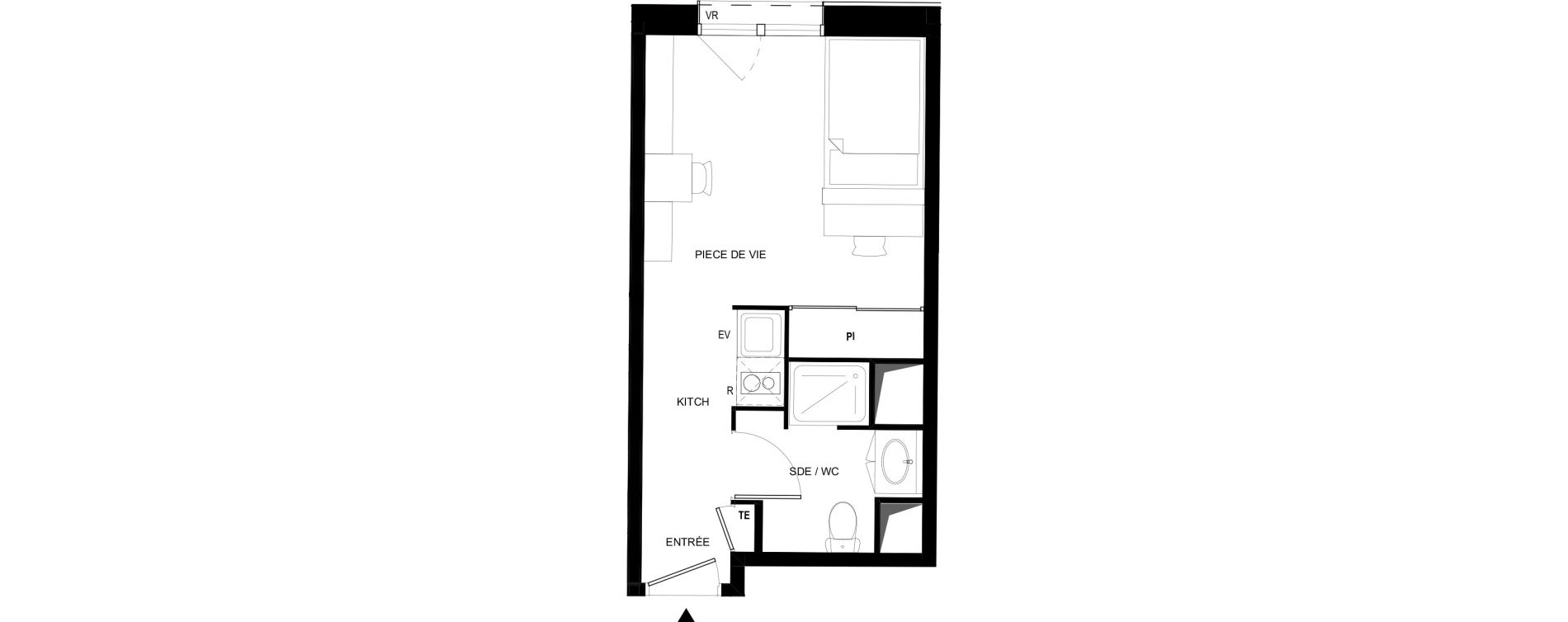 Appartement T1 meubl&eacute; de 21,84 m2 &agrave; Tarbes Solazur