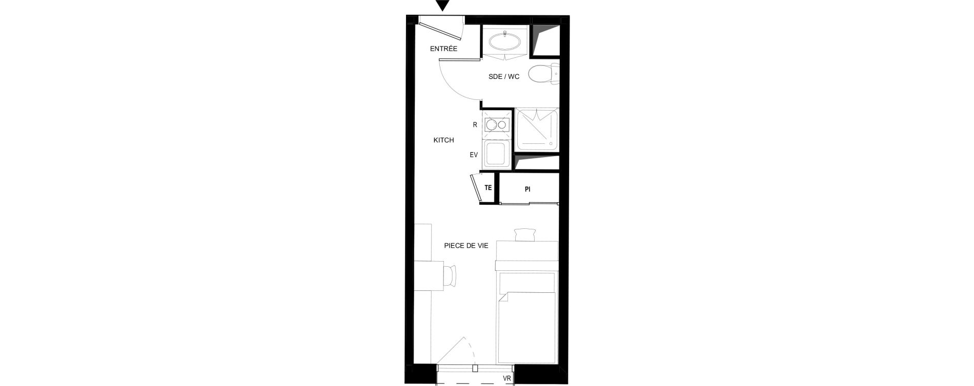 Appartement T1 meubl&eacute; de 19,00 m2 &agrave; Tarbes Solazur