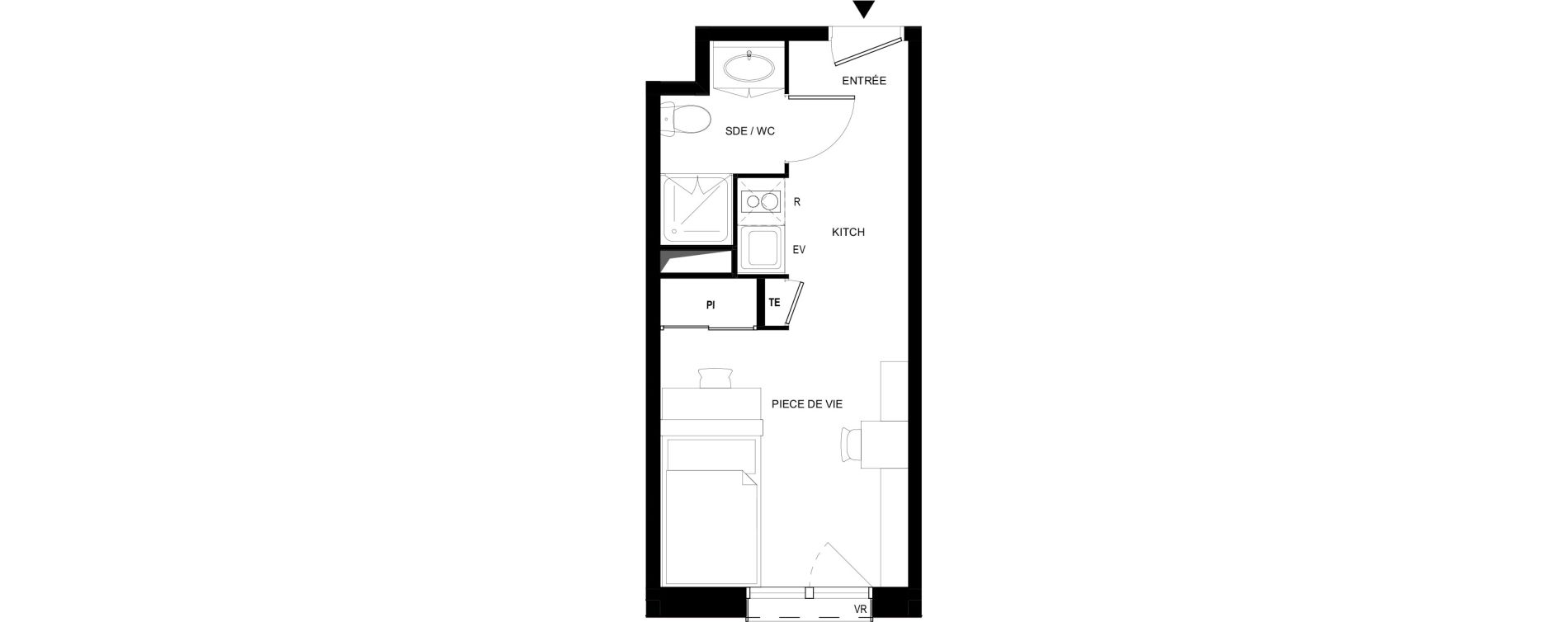 Appartement T1 meubl&eacute; de 20,30 m2 &agrave; Tarbes Solazur