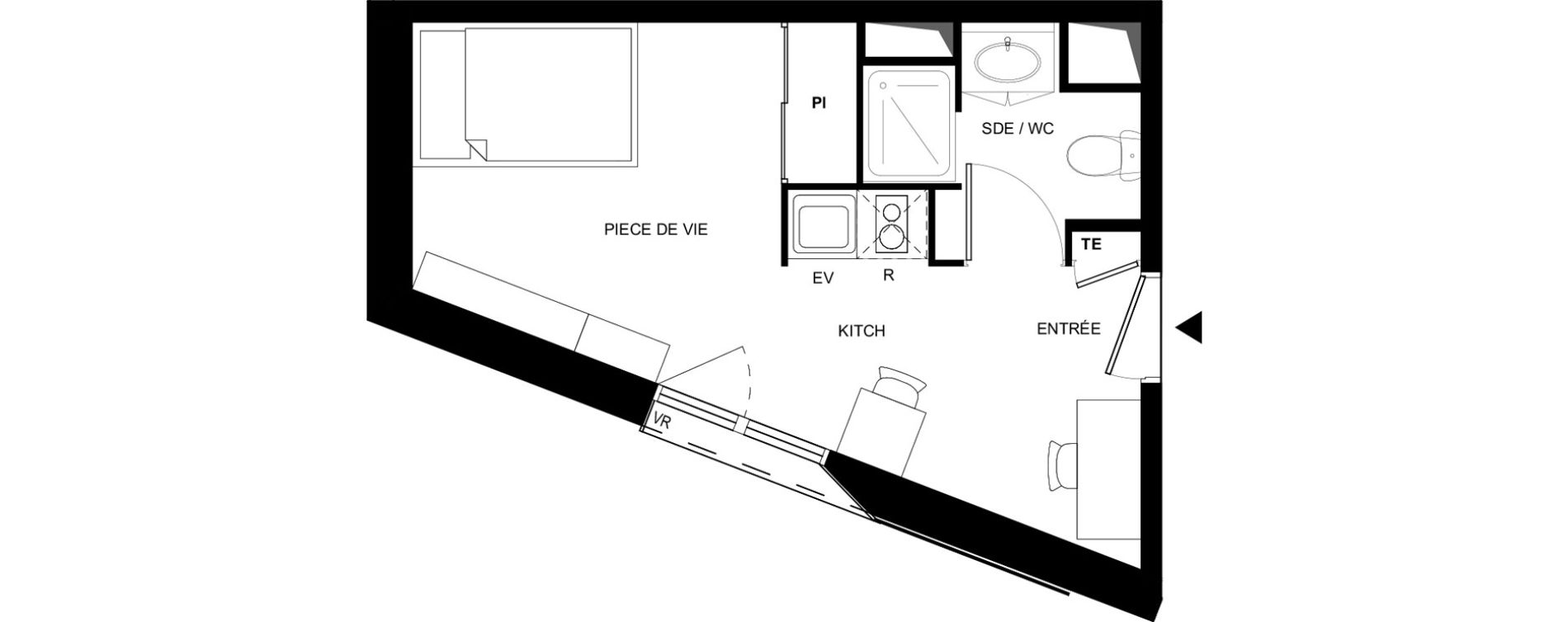 Appartement T1 meubl&eacute; de 20,84 m2 &agrave; Tarbes Solazur