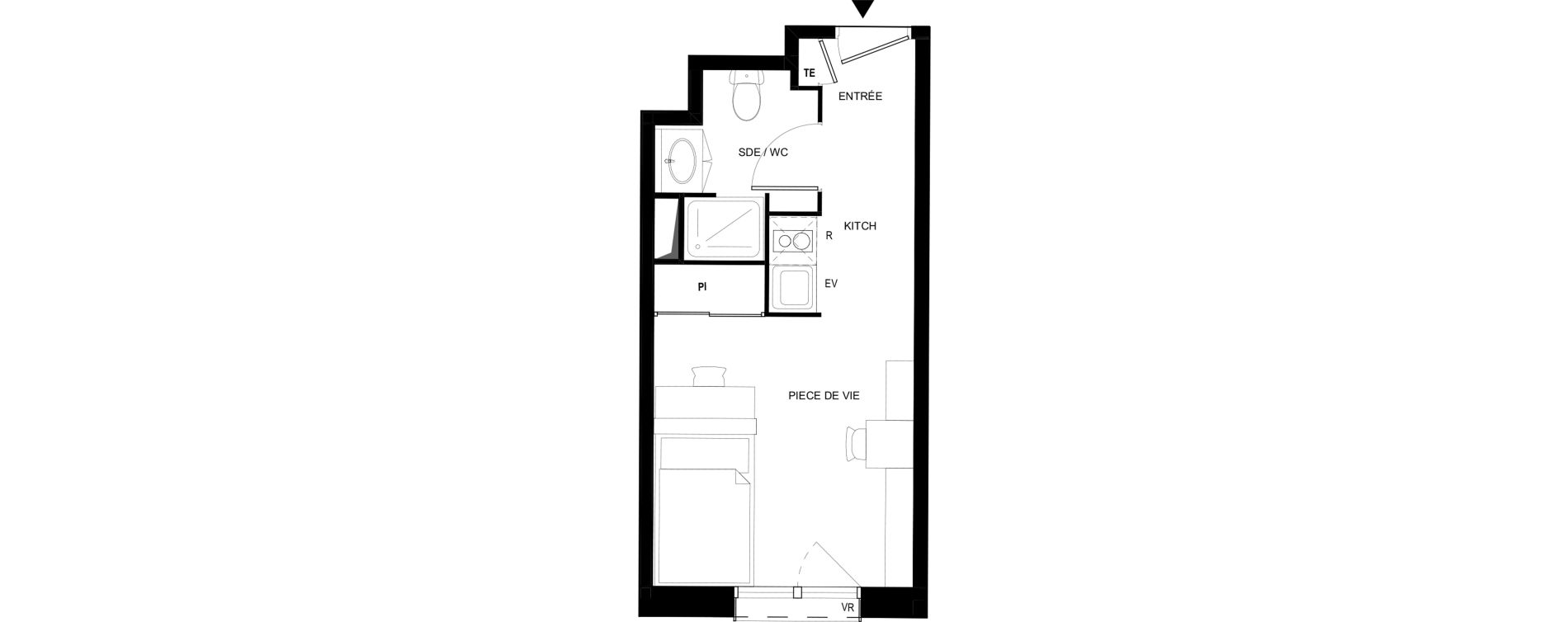 Appartement T1 meubl&eacute; de 20,58 m2 &agrave; Tarbes Solazur