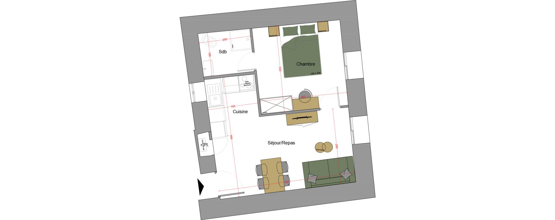 Appartement T2 de 33,30 m2 &agrave; Agde Vieille ville - p&eacute;rou - gare