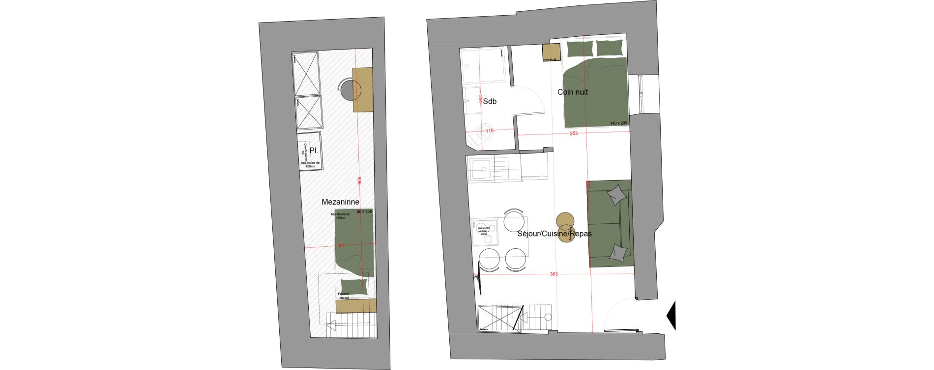 Duplex T1 bis de 26,50 m2 &agrave; Agde Vieille ville - p&eacute;rou - gare