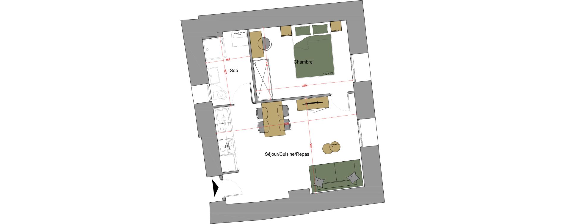 Appartement T2 de 33,60 m2 &agrave; Agde Vieille ville - p&eacute;rou - gare