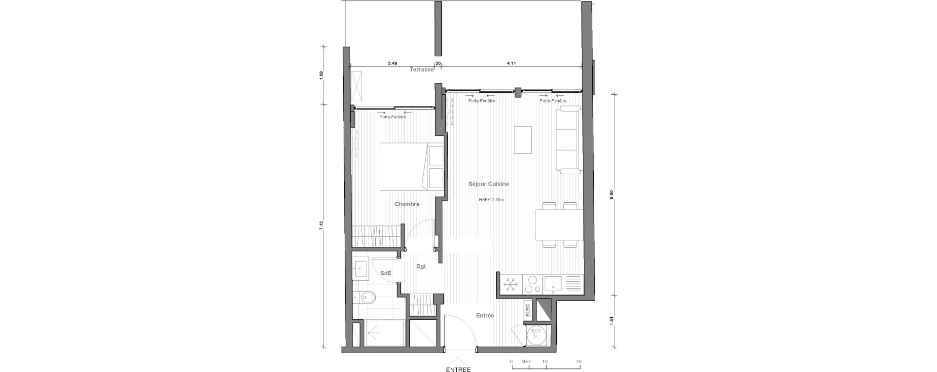 Appartement de 45,24 m2 &agrave; Agde Le m&ocirc;le