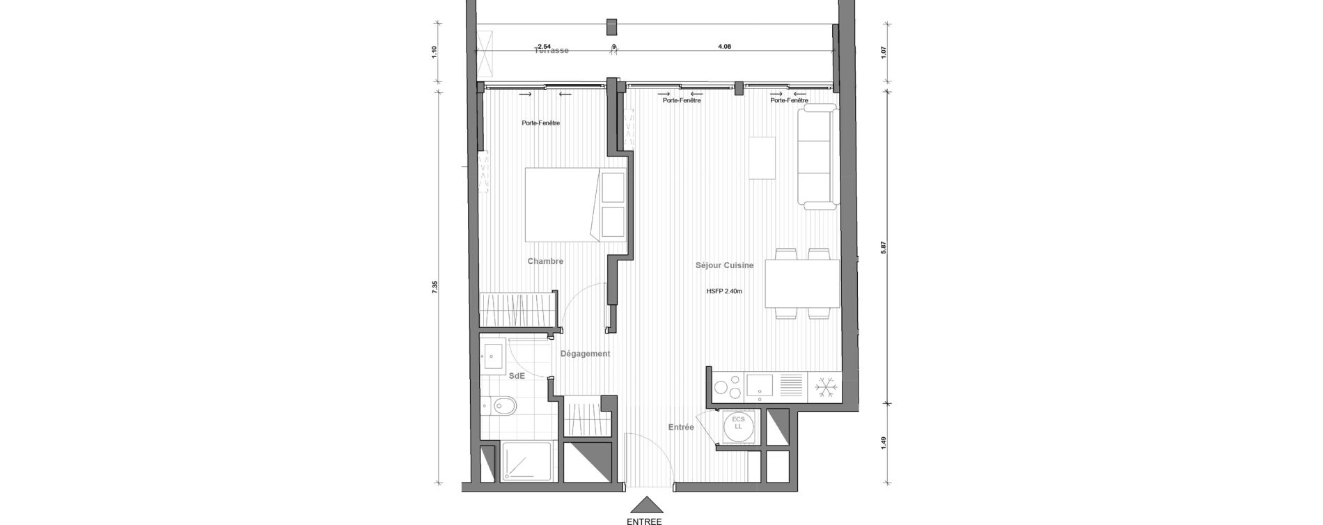 Appartement T2 de 44,89 m2 &agrave; Agde Le m&ocirc;le