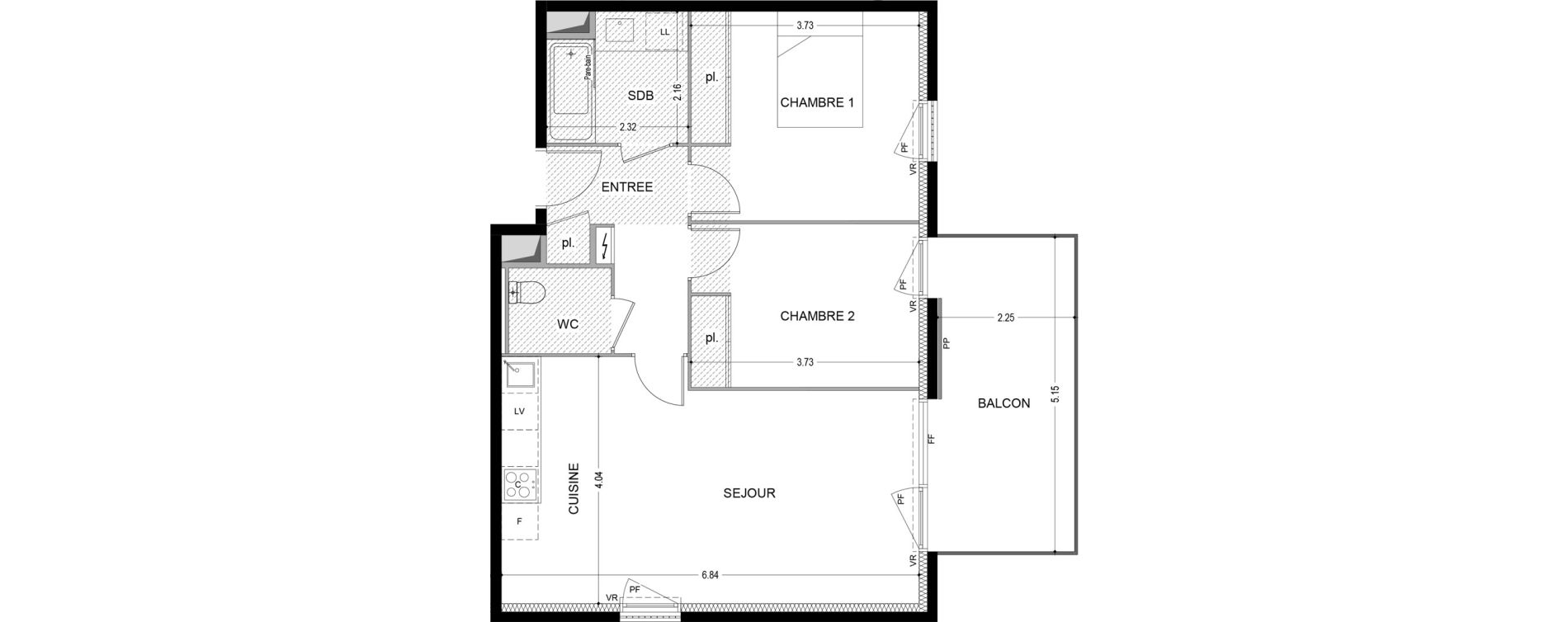 Appartement T3 de 61,30 m2 &agrave; Agde Route de sete
