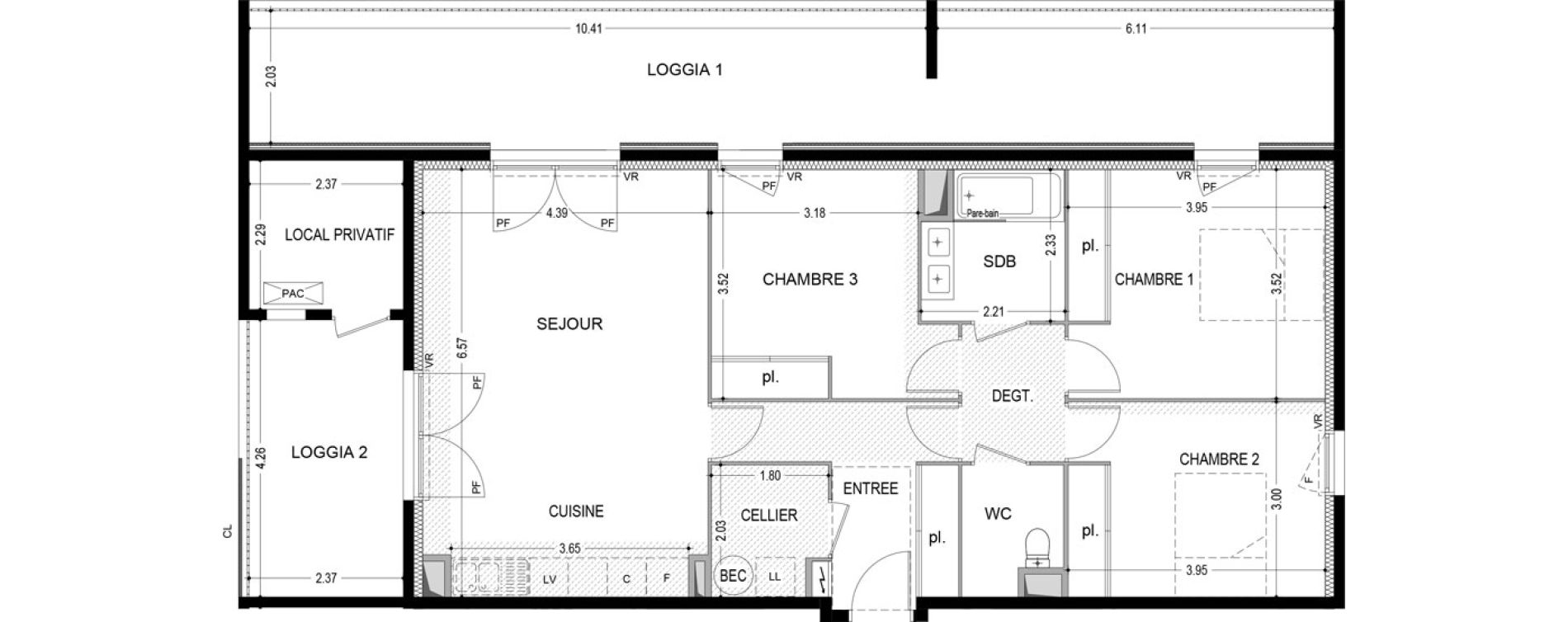 Appartement T4 de 88,30 m2 &agrave; Agde Route de sete