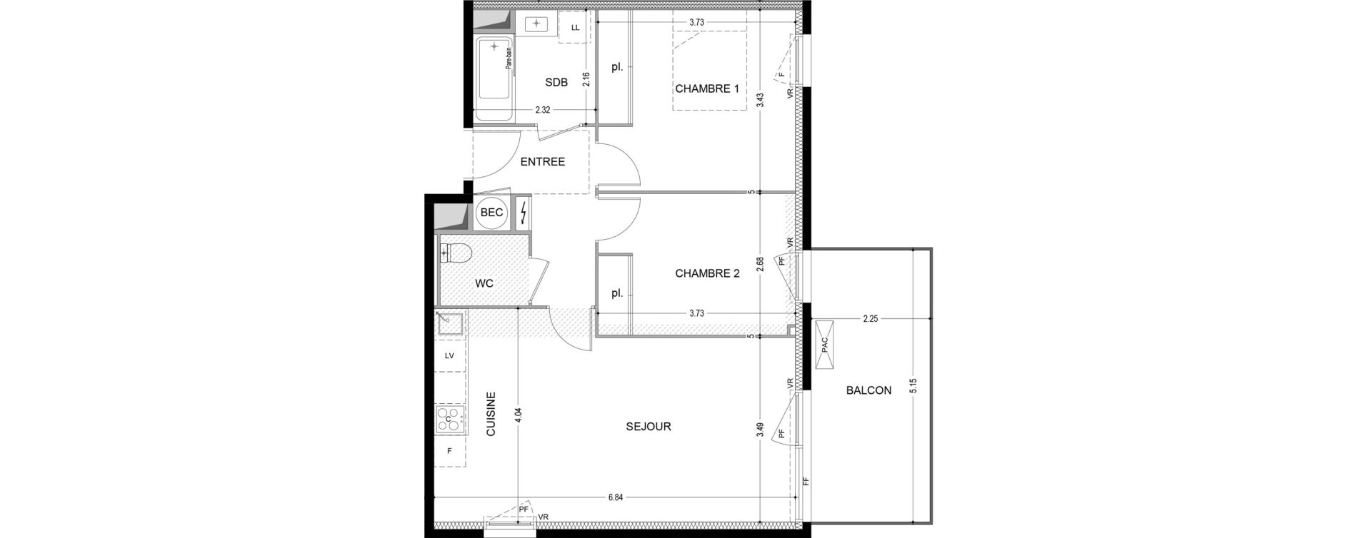 Appartement T3 de 61,10 m2 &agrave; Agde Route de sete