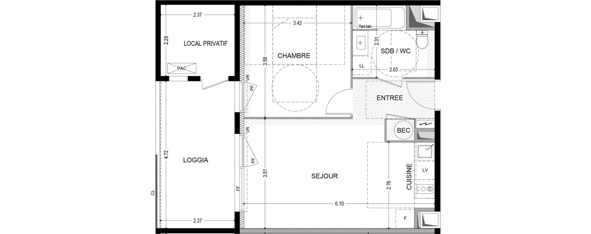 Appartement T2 de 41,50 m2 &agrave; Agde Route de sete