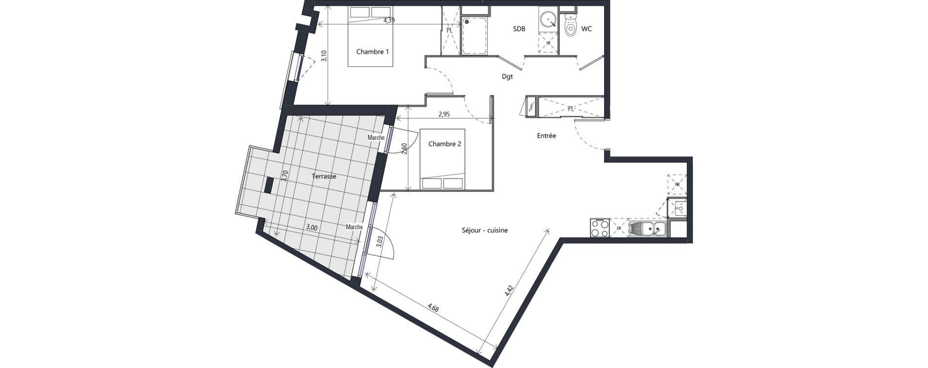 Appartement T3 de 76,15 m2 &agrave; Agde Mirabel